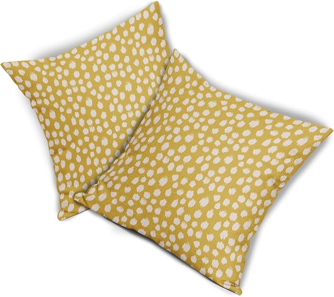 Sweetshow Yellow Cream Dots Pillow Covers 18x18 Set of 2 Boho Design Polka Dot Throw Pillows Modern Trendy Print Outdoor Decorative Pillowcase Square Linen Cushion Cases Decor for Sofa Couch Bed