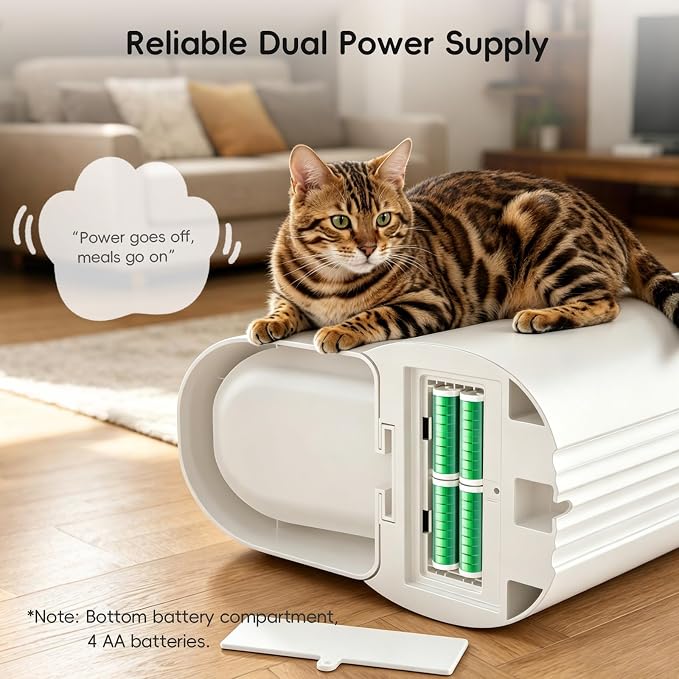 2.4G WiFi Automatic Cat Feeder, 4L/17 Cups Smart Food Dispenser | App Control, Timed 1-6 Meals & 1-12 Daily Portions, Stainless Steel Bowl, Clog-Free Design, Dual Power & Lock-Fresh Tech