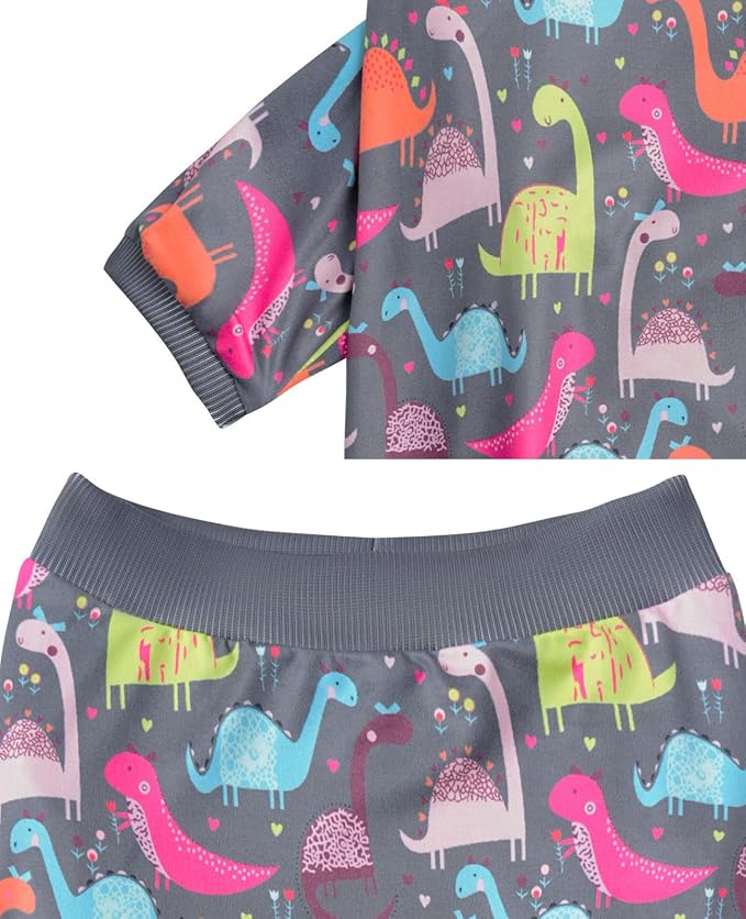 Dog Grey T Shirts with Color Dinosaur Pattern Printed Pet Shirt Softable Pajamas Large Dogs (L, Grey)