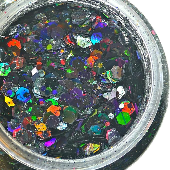 Black - Craft Glitter - 2oz Glitter Shaker Bright Colorful Holographic Mix Chunky Body Glitter Bulk Wholesale 24 Colors in Shaker Cosmetic Glitter - EBLB1000