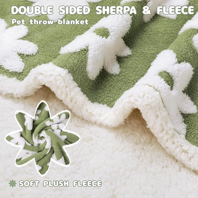 Luciphia Waterproof Dog Blanket for Large Dogs Cats Soft Reversible Fleece | Puppy Pet Blanket, Indoor Cats, Washable Cute Cozy Throw, Bed Cover, Couch Furniture Protector Gift(85" x 57", Green)
