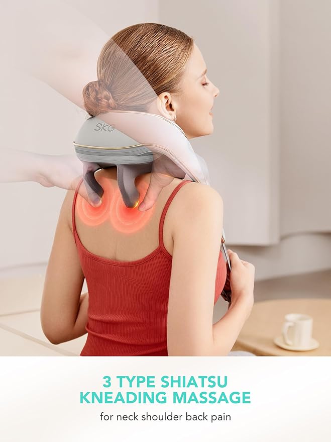 SKG 2025 Neck Massager for Pain Relief, Deep Tissue 6D Kneading with Heat, Cordless Neck & Shoulder Massage, Christmas Gift for Men & Women, H5 Mini