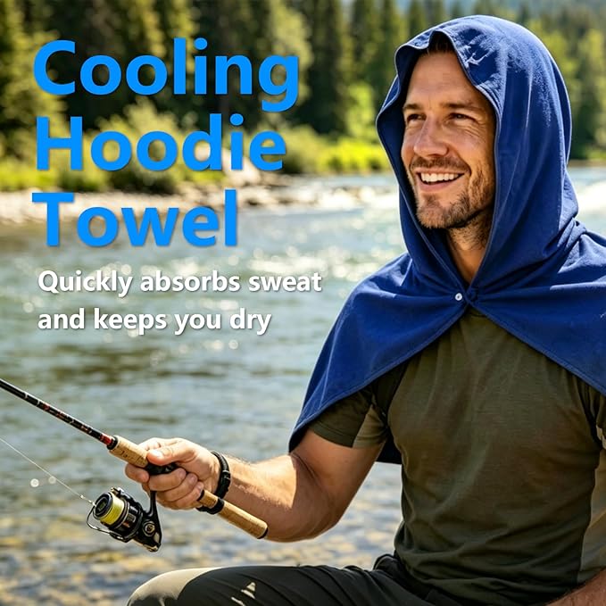 Jaende Cooling Hoodie Towel, UPF 50+ Sun Protection Ice Towel, Instant Cooling Towels for Neck and Face, Perfect for Sports, Gym, Workout, Yoga, Running & Hot Weather