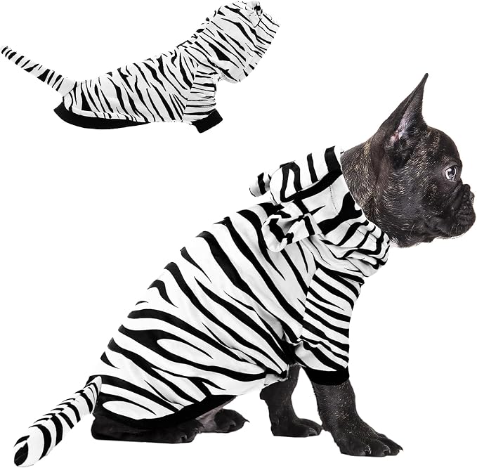 NACOCO Halloween Dog Tiger Costume - Pet White Tiger Cosplay Clothes Coat Hoodie Outfits Cute Warm Winter Apparel for Small and Medium Dogs(White, S)