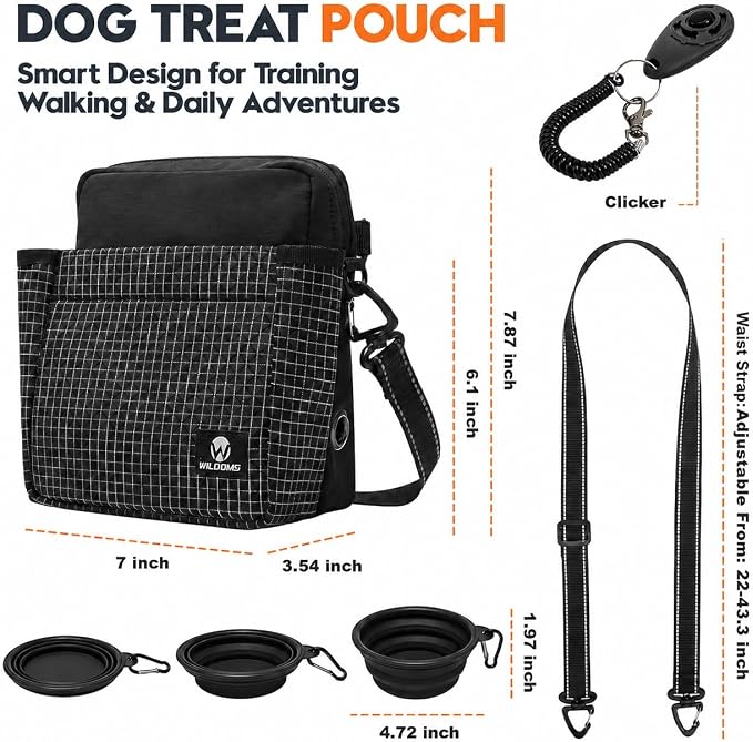 Dog Treat Pouch for Training, Magnetic Dog Walking Bag and Fanny Pack