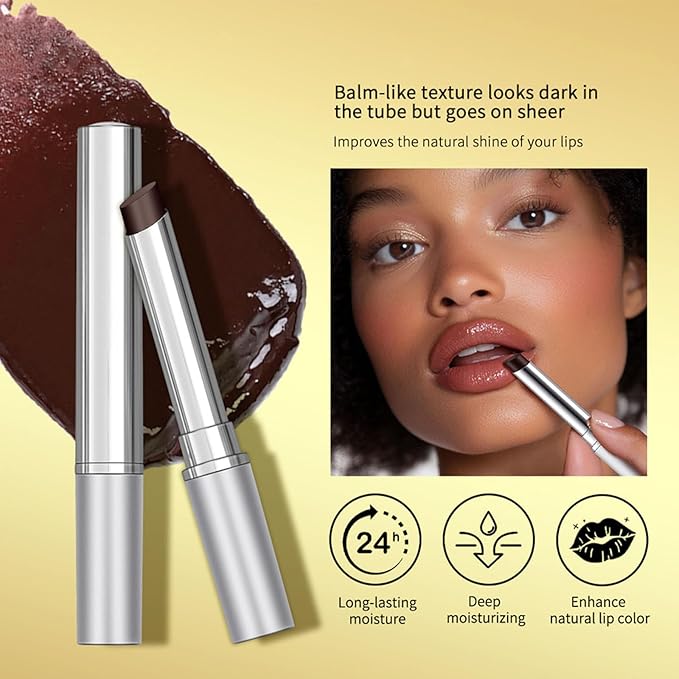 2PCS Hydrating Honey Lipstick，Black Sheer Tinted Lip Balm for All Skin Tones, Moisturizing Nourishing Formula with Natural Black Cherry Tint