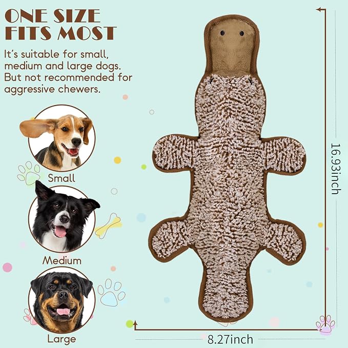 No Stuffing Dog Squeak Toys, Chew Toys for Small to Large Puppies(Platypus) | Durable Plush Puppy Teething Toys, Interactive to Keep Pets Busy, Toss Fetch Tug Play, Best Birthday Gift