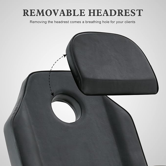 BarberPub Hydraulic Massage Bed Height Adjustable Tattoo SPA Chair Multi-Functional Facial Table Beauty Equipment for Salon 2753 (Black)