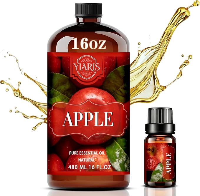 Apple Essential Oil 16.33oz for Diffuser & Home Scent | Natural apple scent for diffuser, aromatherapy, spa, candle making, soap crafting, DIY projects, large volume