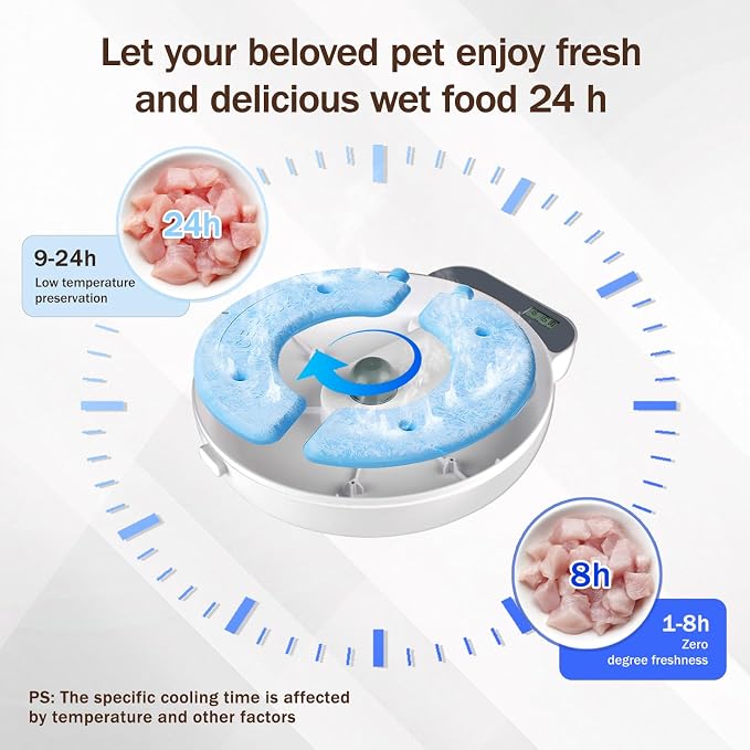 Automatic Wet Food Cat Feeder, Auto Refrigerated Wet Foods Feeder for Cats Dogs 4 Meal Timed Fresh Foods Dispenser with 2 Ice Packs Small Pet Feeders for Kitty Puppy Automatic Cat Dog Food Bowl