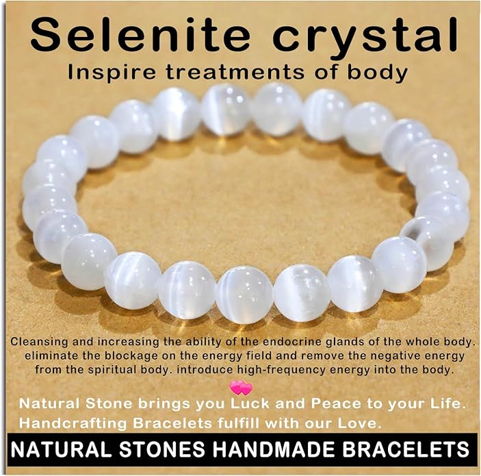 AD Beads Handmade Gemstone Stretch Elastic Bracelet Crystal Healing Reiki Nature's Beauty and Spiritual Essence Unisex