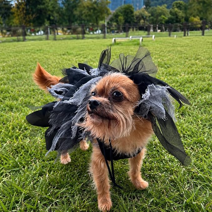 Zombie Bride Pet Costume, and Short Veil- Small to Medium-Large Breed Funny Clothes Outfit Apparel (Medium)