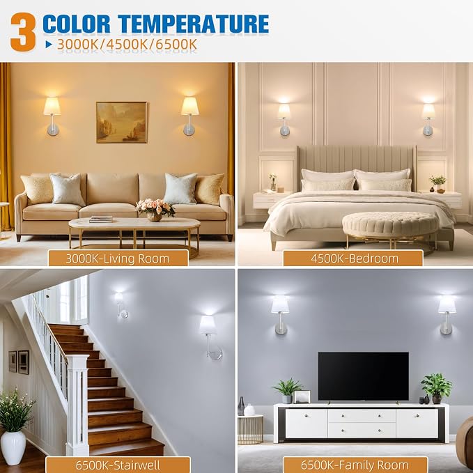 14.5 inch Battery Operated Wall Sconce Set of 2,Brushed Nickel Rechargeable Wall Lights with 10400mAh Dimmable Bulbs and Remote,9 Colors Wireless Sconces for Bedroom Living Room Decor