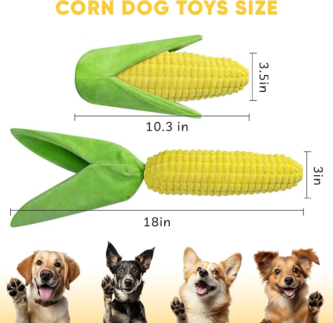 Vitscan Tough Corn Dog Toys for Aggressive Chewers Small Medium Large Breed