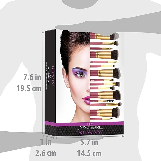 SHANY14 Piece Makeup Brush Set – Elite Cosmetics Brush Collection - Complete Kabuki, Eyes, Face, powder, foundation Makeup Brush Set - LILY