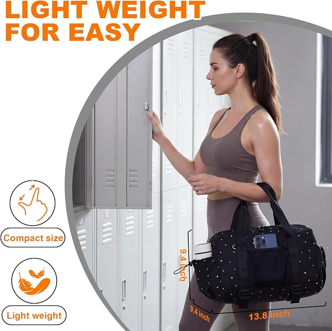 LEDAOU Small Gym Bag for Women, Mini Duffle Bag with Yoga Mat Holder Lightweight Carry On Sports Bag with Separate Shoe Pocket and Wet Pocket Duffel Bags Dance Yoga Workout Bag