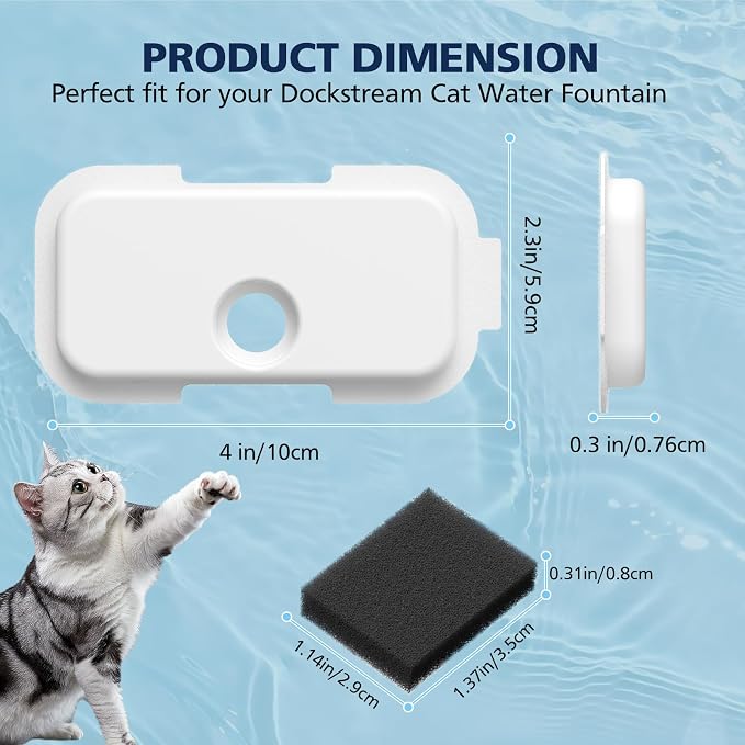Replacement Filters for PETLIBRO Dockstream Cat Water Fountain PLWF106 | Fits PLWF116/PLWF115/PLWF105/PLWF005, 12 Months Set of Replacement Filters for Pet Water Fountain, 25 Filters + 25 Sponges
