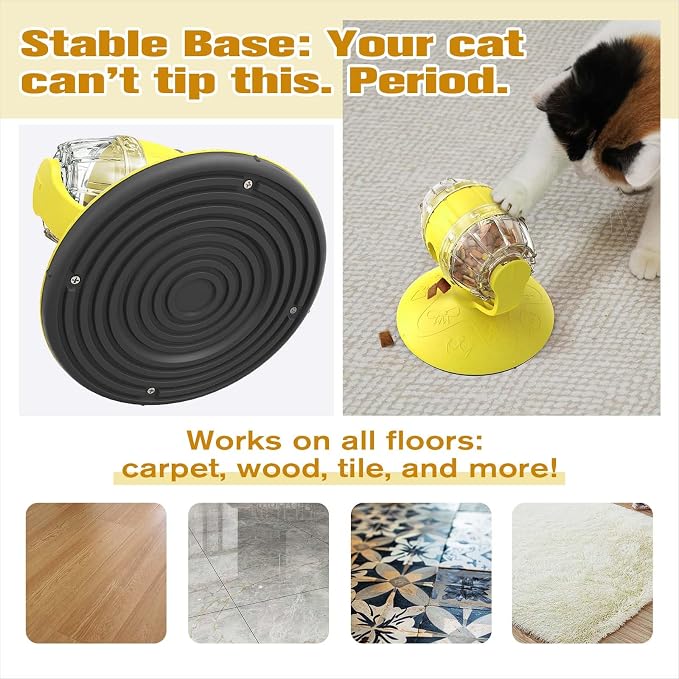 Cat Slow Feeder Toy, Interactive Cat Toy, cat treat dispenser toy(Yellow)