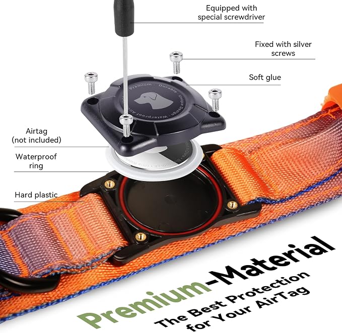 2026 Upgrade Waterproof Tactical AirTag Dog Collar, Built in AirTag Holder | Comfortable Control Handle, Quick Release Metal Buckle, Durable 1000D Nylon, For Medium to Large Dogs, Ocean Blaze,M