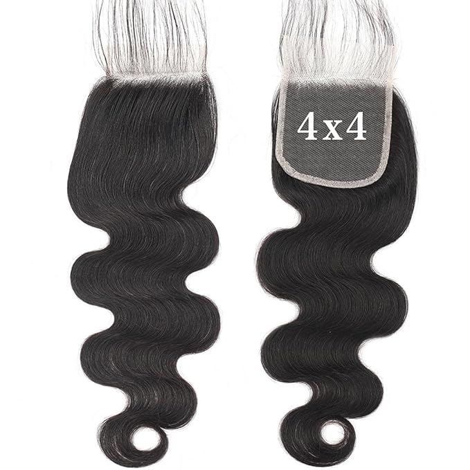 4x4 Skinlike HD Lace Closure 4x4 Human Hair Body Wave Lace Closure 16inch Brazilian Virgin Real Human Hair Body Wave Free Part Closure Pre Plucked Natural Hairline Nature Black