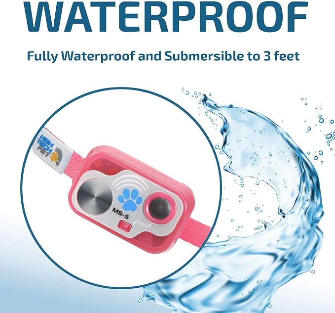 Gunine MS-5® Designer Series Cat Collar, Tested & Certified for Reliable Activation of Power Pet Automatic Door. Safety Stretch Segment, Waterproof (Pink, Cat)