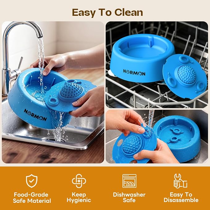 NORMON Dog Lick Bowl Slow Feeder with Rolling Ball & Suction Base