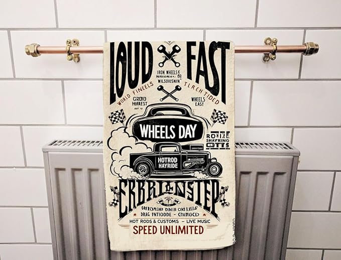 Hotrods Car Hand Towel Old School Vintage Face Towels Suit Travel Sports Pool Swimming Bath Camping Spa Gym Yoga,15x30 Inch