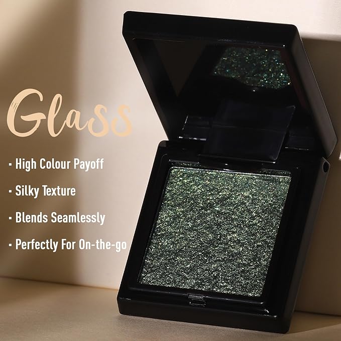 UCANBE Glass Single Eyeshadow Palette, Highly Pigmented Glitter Eye Shadow Powder, Professional Long-Lasting Waterproof Makeup Palette