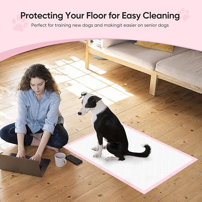 Super-Absorbent Leak-Proof Dog and Puppy Pet Training Pad, Housebreaking Puppy Pads Disposable (24“ X 35.5”-Large 25PCS)