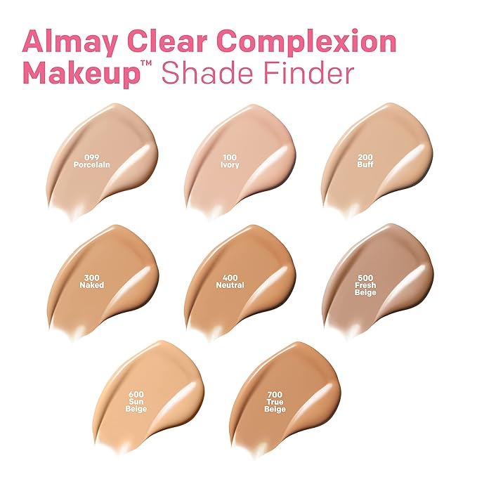 Almay Clear Complexion Acne Foundation Makeup with Salicylic Acid, Medium Coverage, Soft Matte Finish, Hypoallergenic, Cruelty- & Fragrance-Free, Dermatologist Tested, 850 Rich Cocoa, 1 fl oz