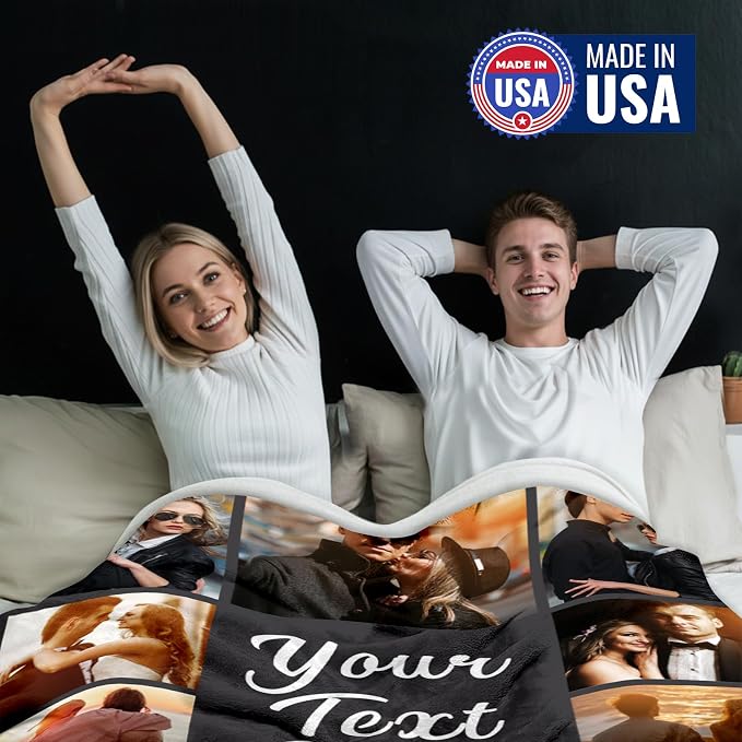 Yofair Ships Next Day, Custom Blanket with Picture Wedding Anniversary Valentines Day Gifts for Him Her Personalized Photo Blankets I Love You Couple Gift for Women Boyfriend Girlfriend Wife Husband