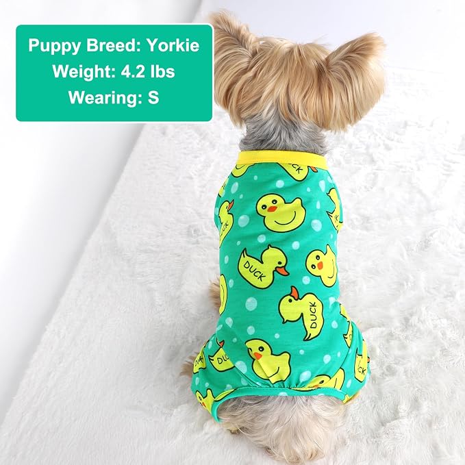 Dog Pajamas for Small Dogs Boy Girl, Dog Clothes Tiny Chihuahua Yorkie Spring Summer Shirt, Cute Puppy Outfit Pjs Jumpsuit Cat Onesie Apparel Pet Clothes (Blue Duck, X-Small)
