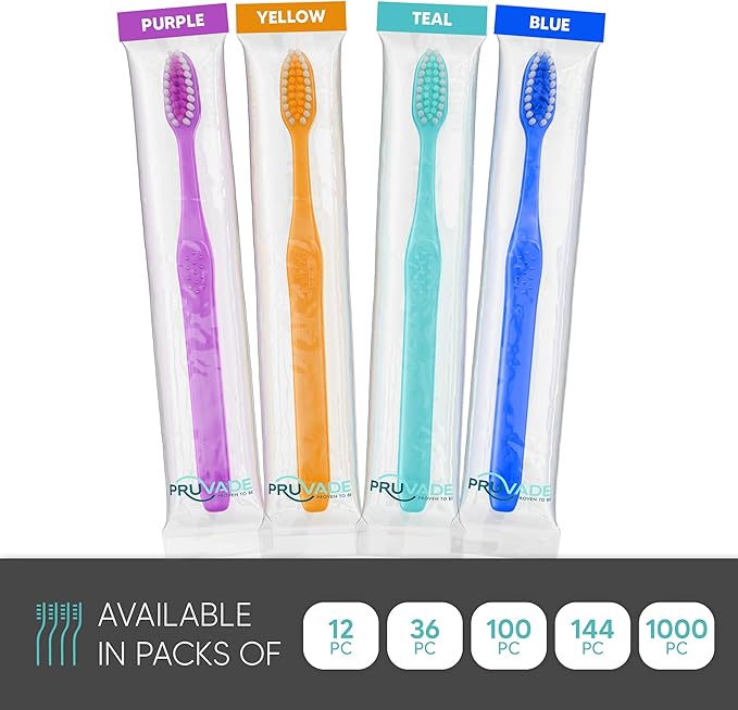 Pruvade 100 Pack Disposable Toothbrushes with Toothpaste Built in | Premium Quality Prepasted Toothbrushes Individually Wrapped - Waterless Toothbrush Soft Bristles for Work, Camping, Travel, Hotel