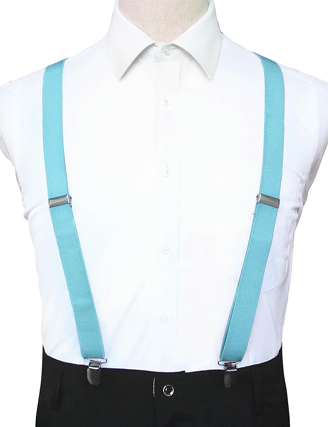 JEMYGINS Solid Color Mens Suspender with 3 Strong Clips Adjustable Braces
