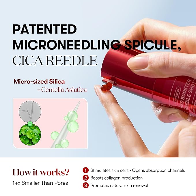 VT COSMETICS Red Booster Reedle Shot 100, Microneedling Serum with Dragon’s Blood, Exosome, Soothing Relief Serum for Irritated, and Sun-Stressed Skin, Scalp Care, Korean Skincare 1.69 fl oz (50ml)