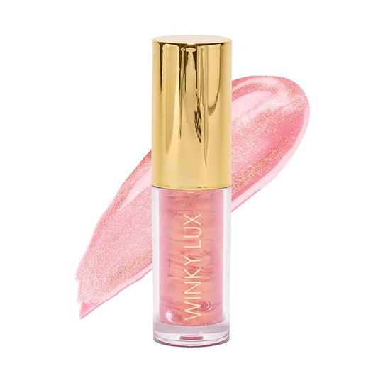 Winky Lux Pink Opal Very There Lip Oil - Hydrating Nude Pink Gloss with Jojoba Oil, Non-Sticky Glossy Lip Oil, Tinted Pink Shimmer Gloss for Juicy Lips & Soft Vanilla Scent