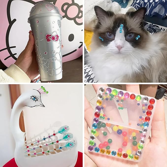 2640Pcs Rhinestone Stickers Self Adhesive Facial Gem Stickers 4 Sizes 16 Colors for DIY Crafts Nail Art Body Makeup Festival Holiday Cards Kids Craft Decorations