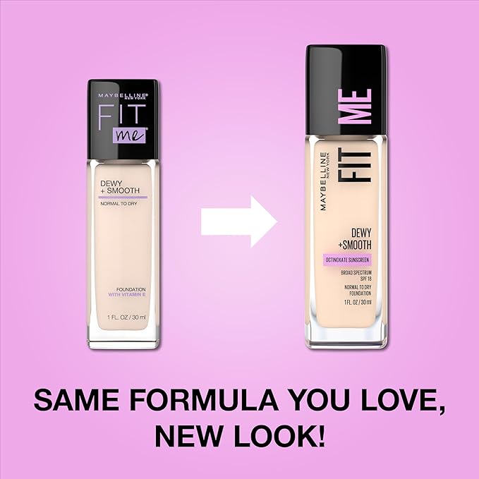 Maybelline Fit Me Dewy + Smooth Liquid Foundation Makeup, Soft Tan, 1 Count (Packaging May Vary)