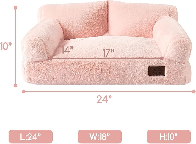 Hollypet Small Dog Large Cat Bed Puppy Couch Beds for Pets up to 25 lbs | Fluffy Dog Cat Couch Plush Soft Warming Pets Beds with Machine Washable Cover and Non-Slip Bottom