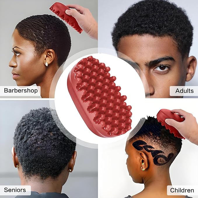 Rubber Curling Hair Brush，Premium Twist Tool for Afro Hair，Ideal for Curly, Coiled, 4C Hair，Quick & Easy Styling，Red