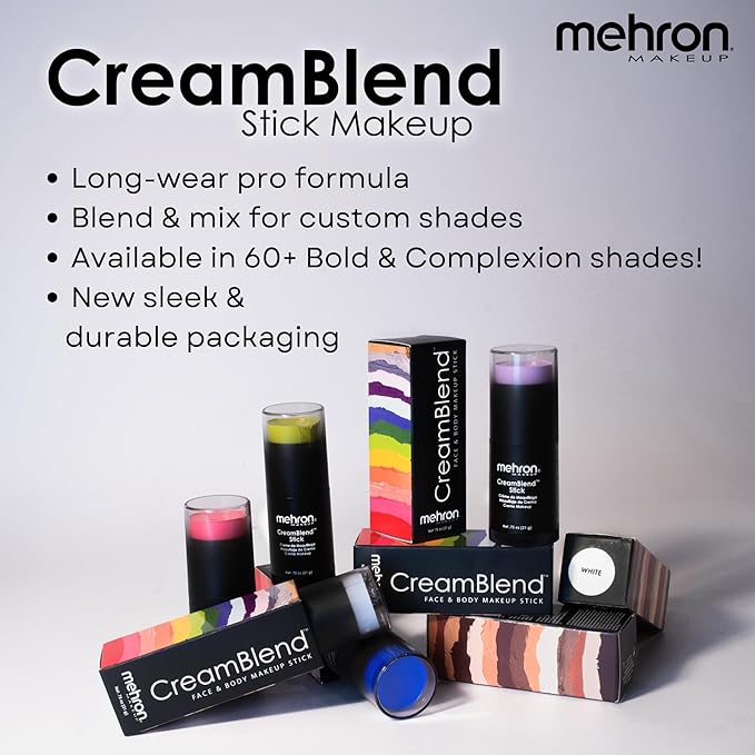 Mehron Makeup CreamBlend Stick | Face Paint, Body Paint, & Foundation Cream Makeup | Perfect for Halloween .75 oz (21 g) (Red)