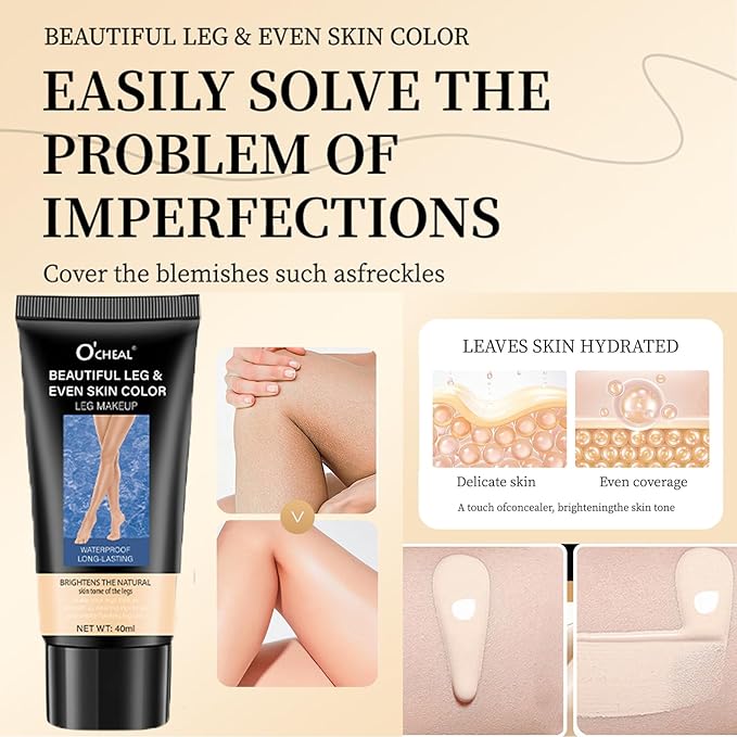 Dulele Leg and Body Makeup Foundation, Waterproof Leg & Body Tattoo Scar Cover up, Body Coverage Tattoo Concealer, No Transfer, Covers Varicose Veins for All Skin Tones (Fairest Glow, M)