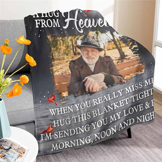 Custom Memorial Blanket with Photo - Sympathy Gift for Loss of Loved One