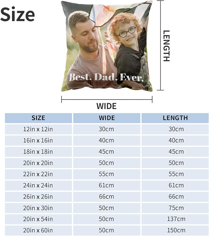 Easycosy Custom Pillow with Picture & Text, Two-Sides Velvet Customized Photo Pillowcase, 26"x26" Personalized Pillow Cover with Photo, Custom Valentine Love Keepsake Gifts (No Pillow Insert)