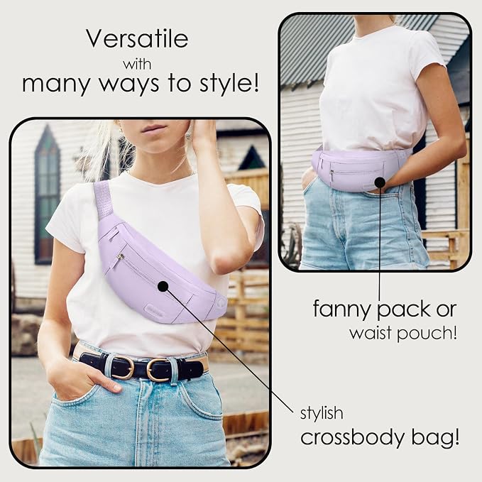 MAXTOP Large Crossbody Fanny Pack with 4-Zipper Pockets,Gifts for Enjoy Sports Festival Workout Traveling Running Casual Hands-Free Wallets Waist Pack Phone Bag Carrying All Phones