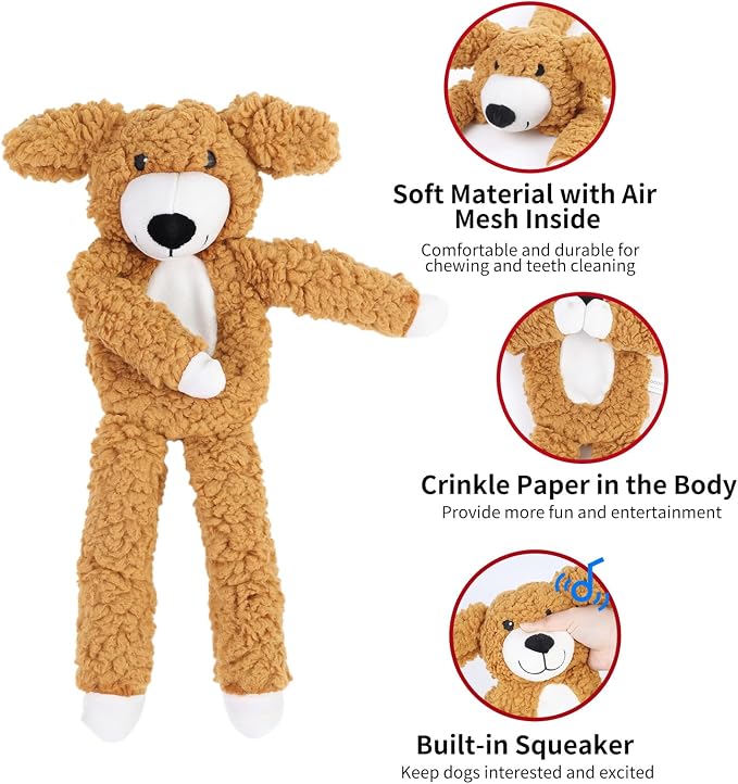 DODODOLA Dog Toys Partial Stuffing Squeaky Teething Chew Toy for Medium Large Dogs