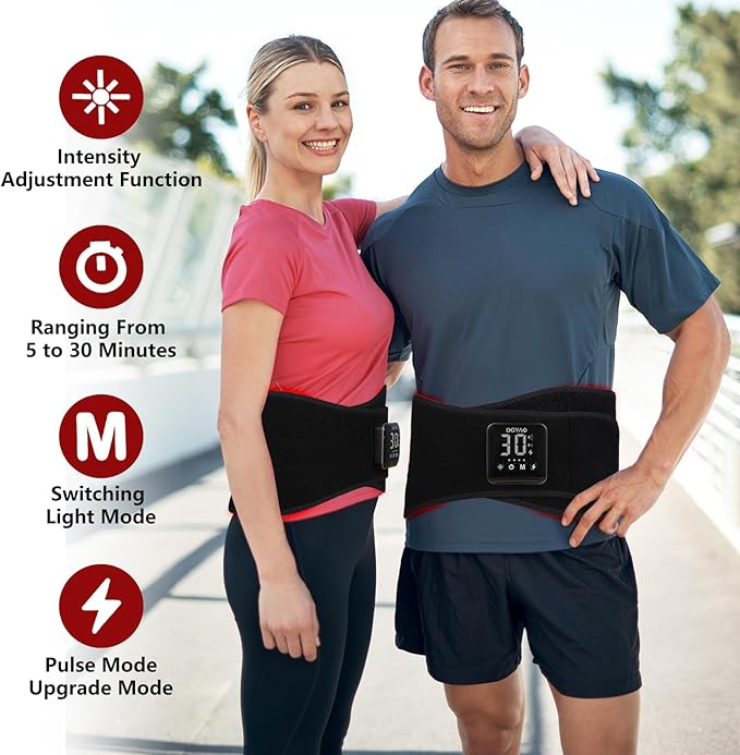 DGXINJUN Cordless Red Light Therapy for Waist Back Pain Relief Near Infrared Light Therapy Device for Body Led Portable FDA Cleared Wearable Belt Wrap Rechargeable with 4000mAh Battery