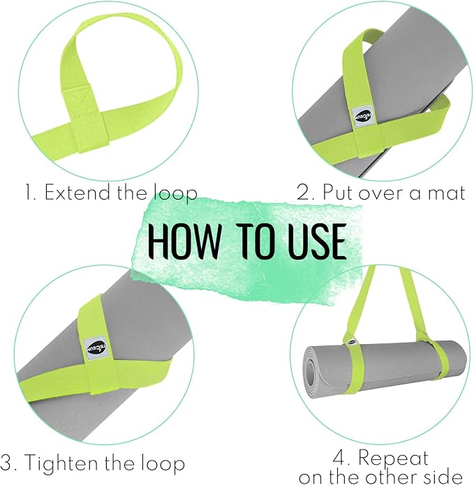 TECEUM Yoga Mat Strap – Extra Soft & Thick Cotton Carrier for All Mats | Adjustable Skin-friendly & Non-Slip Mat Holder Sling in 30+ Colors [Mat Not Included]