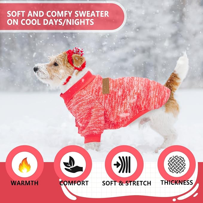 2 Pieces Dog Sweaters for Small Dogs Fall Dog Clothes Female Winter Fleece Puppy Sweaters Warm Outfit Pet Small Sweater for Boy Girl Dogs Yorkie, Chihuahua, Bulldog, Dachshund, Pug, X-Large