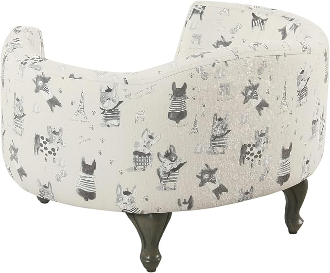 HomePop Home Decor | Upholstered Curved Pet Bed | Luxury Cat & Dog Beds & Furniture | Round Pet Bed Created with Stain Resistant Fabric, Cream and Gray, Medum